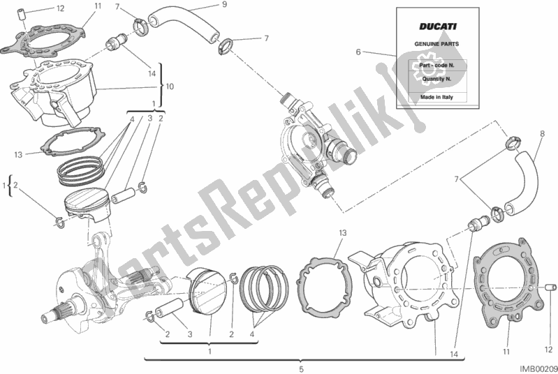 Toutes les pièces pour le Cylindres - Pistons du Ducati Diavel FL Brasil 1200 2018
